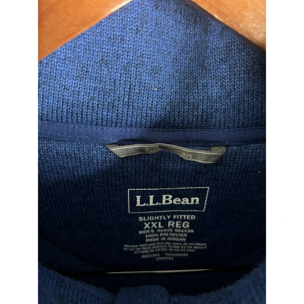LL‎ Bean Sweater Mens XXL Blue Navy Fleece Jacket Full Zip Regular Fit 504938